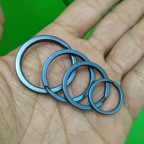 Blue Pure Titanium Split Ring Keyring Double Loop Key Chain Round TC4 Keychain Buckle EDC Outdoor Camping Gadgets J211
