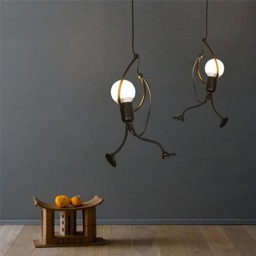 Modern Charming Hanging Chandelier Creative Iron Pendant Lamp For Indoor Lighting Swing Small Humanoid Chandelier