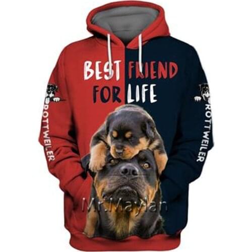 Personality Fashion Animal Rottweiler 3D Print Graphic Hoodie Men/Women Streetwear Oversized 5XL Sweatshirt Harajuku Tops QW-01