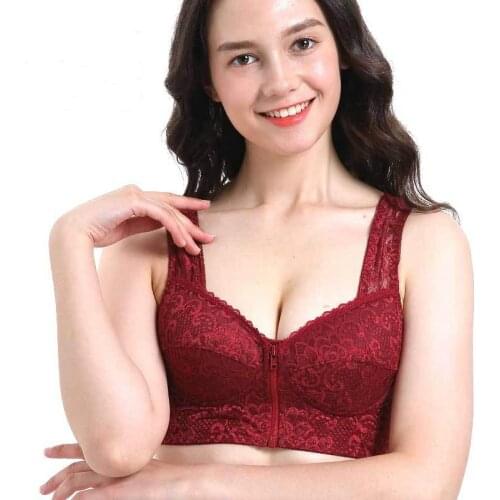 X9018 Womens Lingerie Lace Decorate Front Open Bras for Women Stayup Strapless Front Buckle Lift Bra Brasieres Para Mujer
