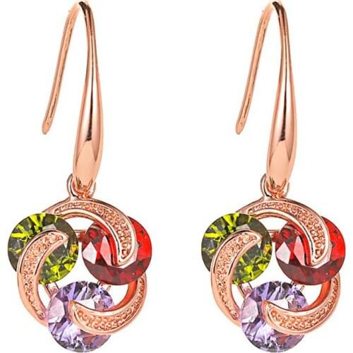 Women Fashion New Design Jewelry Party Gift Style Colorful Rhinestone Cubic Zirconia Windmill Shape Jewelry