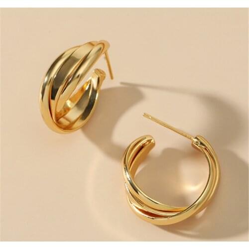 MANGOSKY Fashion C Shape Design Stud Earrings for Women Wedding Jewelry