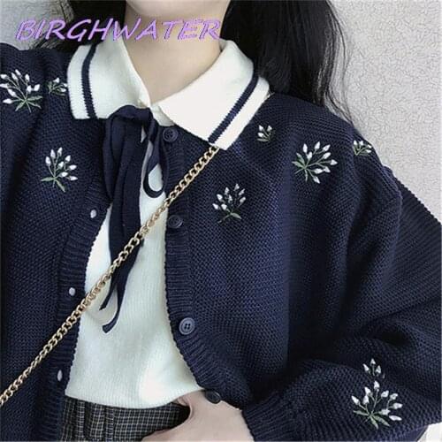 Spring 2019 college wind long sleeve shirt small fresh bow tie sweater student sweater womens clothing