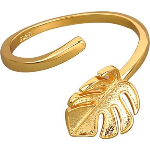 New Simple Design Leaf Ring High-quality Gold Open Rings for Women Adjustable Exquisite Rings Romantic Metal Plant Jewelry Gift
