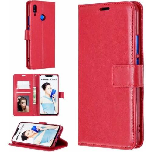 10pcs/lot Soft TPU + PU Leather Crazy Horse Wallet Leather Case for Huawei Nova 3i P Smart Plus