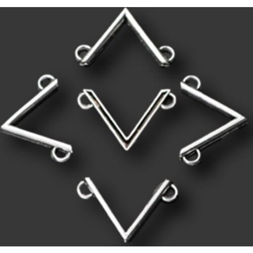 WKOUD 20pcs Silver Color*V* Alloy Connectors For Fashion Earring Bracelet DIY Metal Jewelry Handmade Accessories A1025