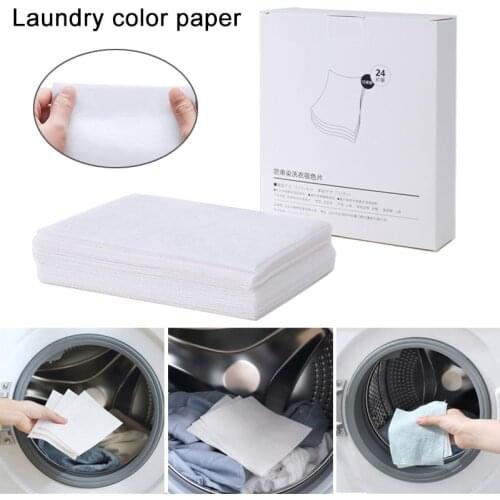 24 Pcs Color Absorption Sheet Washing Machine Laundry Cloth Anti Dyed Papers Color Grabber Tools AUG889
