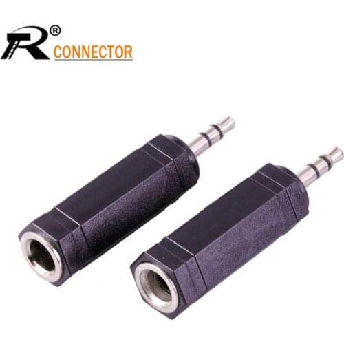 3Pcs 6 Corners Audio Connector 3 Pole Jack 3.5 MM Plug to Jack 6.35 Stereo Female Socket Adapter
