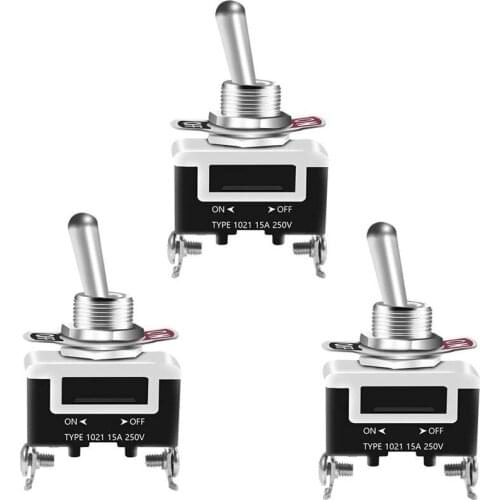 3pcs/lot 15A 250V Heavy Duty Car Boat Rocker Toggle Flick Switch With Waterproof Cover Miniature Car Dash Light Metal ON-OFF