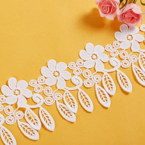 3Yards/Lot Width 3cm White Beige Color Lace Trim Water Soluble Embroidery Cotton Lace DIY Lace Fabric Clothing Accessories