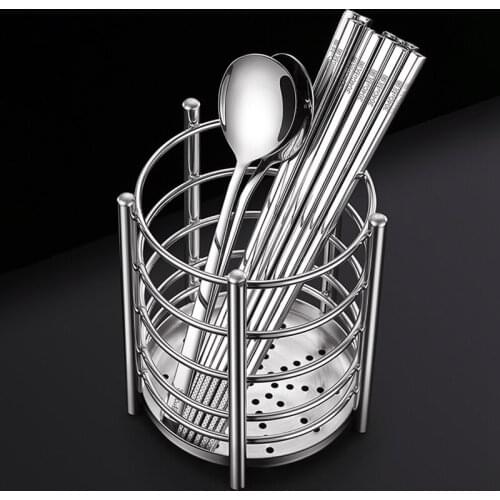 304 Stainless Steel Chopsticks Cage Kitchen Drain Rack Storage Rack Knife and Fork Storage Box Kitchen Utensils