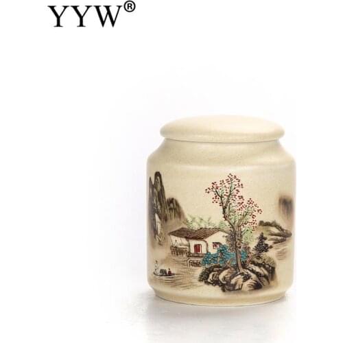 325ml Tea Box Canister Sugar Tea Tin Can Kitchen Storage Box Coffee Candy Container Khaki Ceramic Tea Caddies Theedoos Teaware