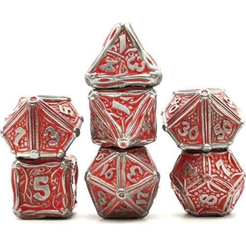 7pcs Heavy Duty Metal Dice Set Solid Polyhedral RPG Role Playing Game Dice Set G32E