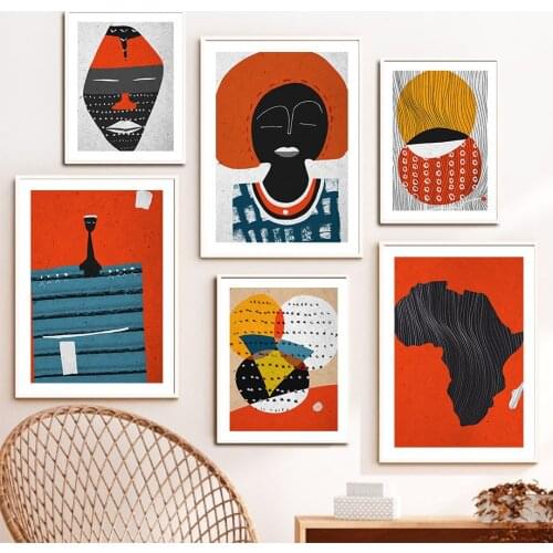 Afro Ethnic Abstract girl Portrait Wall Art Canvas Painting Nordic Posters And Prints Minimalist Pictures For Living Room Decor