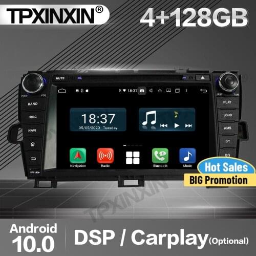 4+128G Carplay Car Radio 2 Din Stereo Receiver Android For Toyota Prius 2009-2013 2014 2015 Left GPS Navi Player Audio Head Unit