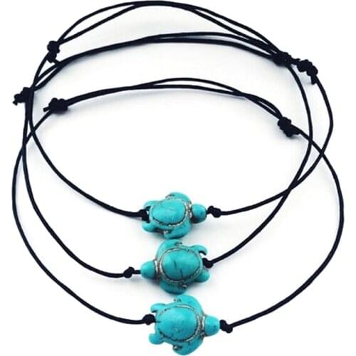 European Tortoise Sea Turtle Anklet Ankle Bracelet For Women Ethnic Pendant Foot Jewelry Leather Barefoot Sandals