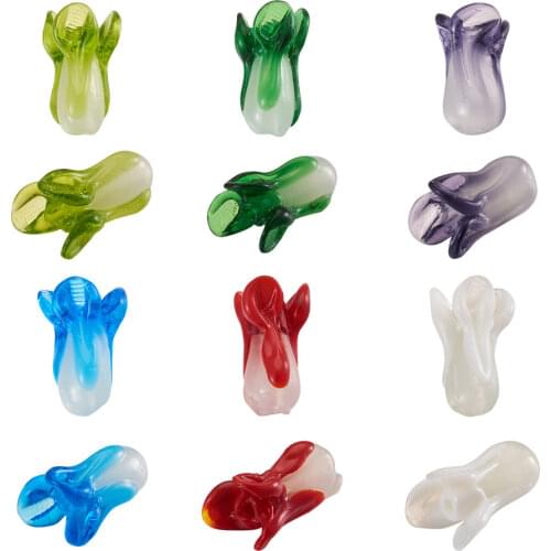 10pcs Handmade Lampwork Chinese Cabbage Beads For jewelry making DIY Accessories 19~21x12~14mm, Hole: 1.6mm