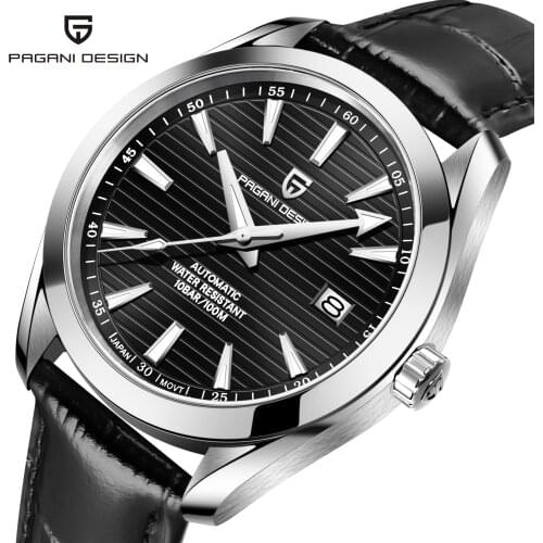 2021 New PAGANI DESIGN A150 Luxury Brand 40mm Dial Watches Sports 100M Waterproof Automatic Mechanical Leather Watch Men Black