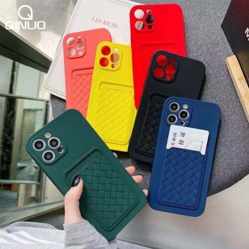 Mesh Weaving Card Holder Phone Case For iPhone 12 11 Pro Max X XR XS Max 6 6S 7 8 Plus 12 Mini SE 2020 Wallet Bag Soft TPU Cover