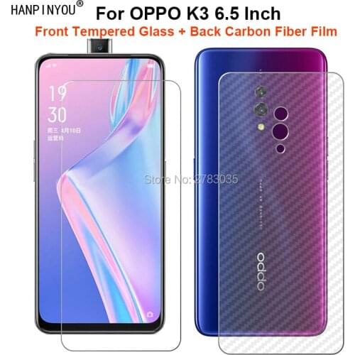 For OPPO K3 6.5" 1 Set = Soft Back Carbon Fiber Film + Ultra Thin Clear Premium Tempered Glass Front Screen Protector