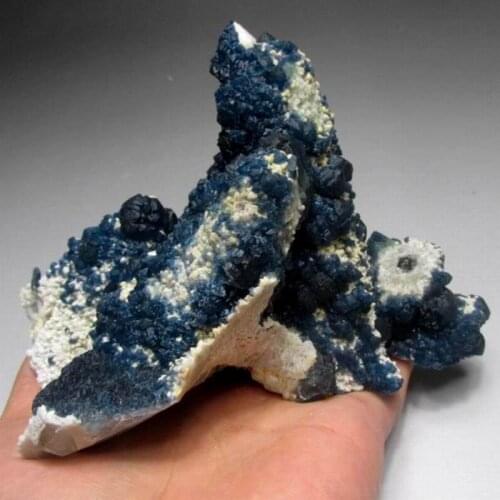 704g Blue Fluorite on Milch/Smoky Quarz Point - crystals and stones healing Mineral specimen Home Decor feng shui decoration