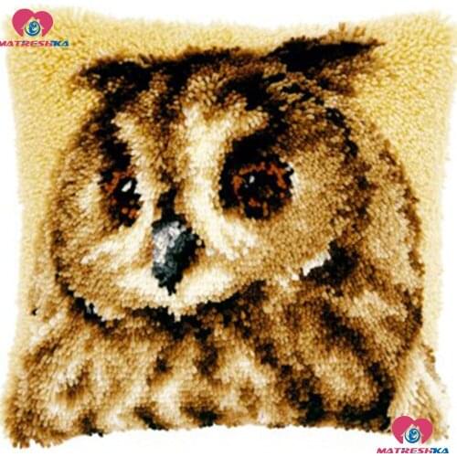 Foamiran for needlework Latch hook cushion Owl embroidery pillow latch hook rug canvas printing cross-stitch pillow crochet kits
