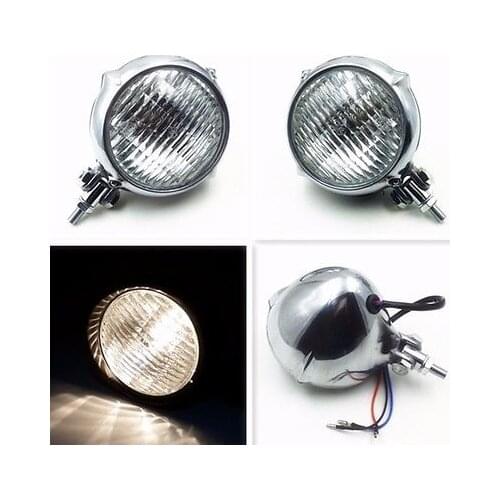 Chrome Metal Motorcycle High Low Beam Head Light Headlight Lamp Motorcycle Old school Bobber