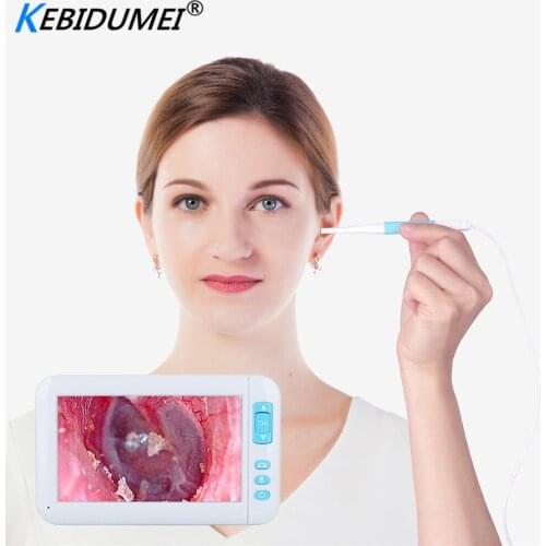 Kebidumei Mini Ear Spoon Endoscope Camera With 4.3 inch Screen Otoscope HD 1080P 3.9mm Diameter Lens 6PCS LED Lights