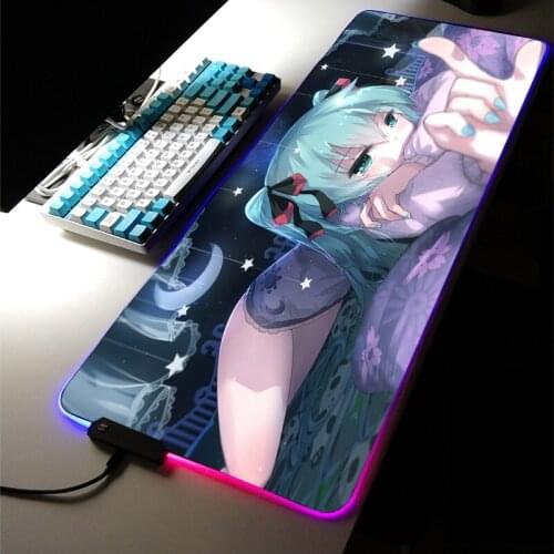 Mouse Pad Rgb Anime Rug Desk Mat Cute Gaming Accessories Pc Gamer Sexy Girl Keyboard Wrist Rest Stitch Leveling Genshin Impact