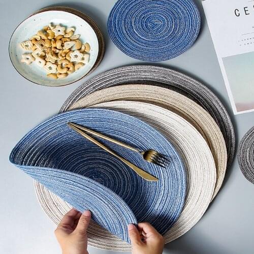 18/30/36cmPlacemat Coaster Table Mat Heat Pad Solid Circle Design Placemat Linen Non-slip Kitchen Accessories