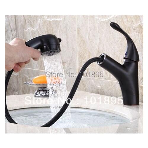 L15693 - Luxury Deck Mounted Black Color Brass Material Pull Out Faucet