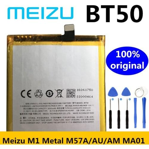 Meizu 100% Original 3140mAh BT50 Battery For Meizu Metal M57A M57AU MA01 Meilan M1 Cell Phone