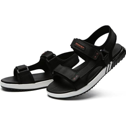 Hollow leather mens sandal in hombre flat sandale sandals sandalia comfort homens male roman mountain plage walking rubber s 44