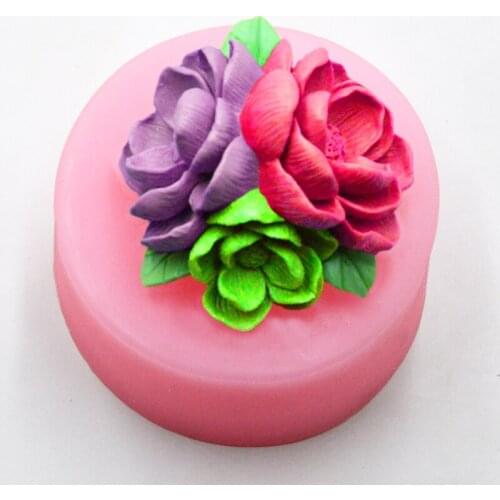 Newest Succulent flower cake mold liquid silicone mold fondant silicone mold handmade soap silicone mould