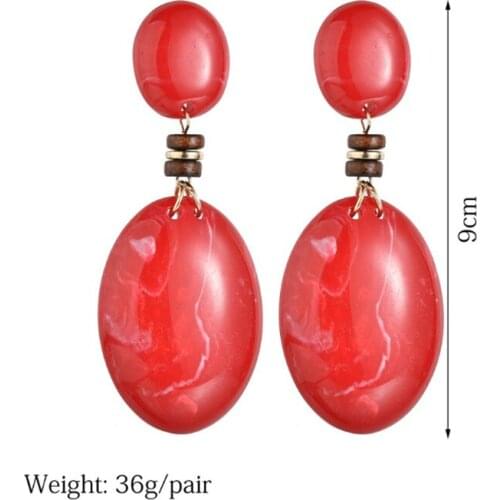 New Long Earrings Fashion Big Vintage Colorful Oval Geometry Acrylic Statement Earrings for Women Jewelry Gift Accessories