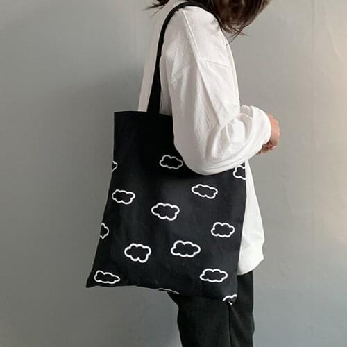 Cloudy Canvas Bag Vintage Women Ulzzang Large Capacity Shopping Bage Harajuku Loose Punk Streetwear Shoulder Bags
