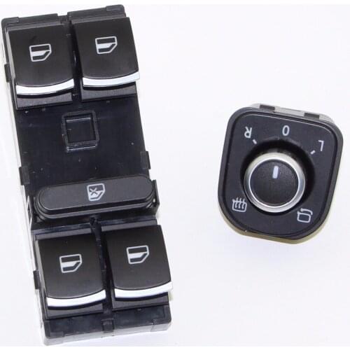 OEM Chrome Master Window Switch & Side Mirror Fold Control Buttons For VW Passat Tiguan Golf Jetta MK5 MK6 Tiguan 5ND 959 857