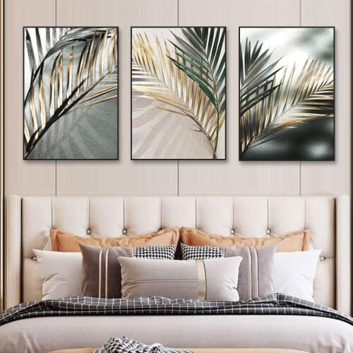 Posters And Prints Of Golden Palm Leaves Nordic Style Plant Canvas Painting Print Home Wall Art Pictures Living Room Decoration