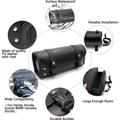 Hanging Saddle Bag Stylish Practical PU Leather Tool Storage Motorcycle Sided Tail Wear Resistant Large Capacity Universal