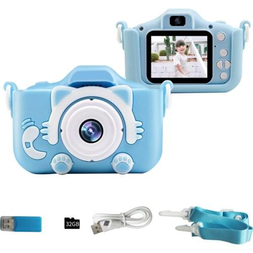 Portable Children Digital Camera 20MP 1080P HD Video Camera Camcorder Cute Selfie Camera with 1.9" Screen 32GB Memory Card