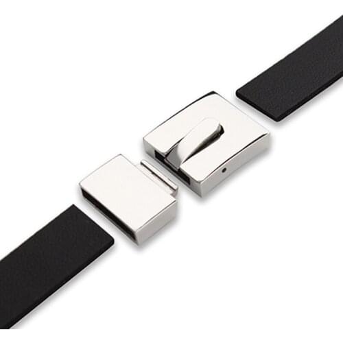 Strong Stainless Steel Flat Magnetic Clasps Silver Tone End Clasps Fitting Leather Cord Bracelets Necklace Making Material