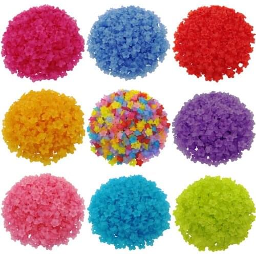 200PCS 9x4mm Fashion Multicolor Transparent Frosted Small Morning Gory Flower Acrylic Beads Caps DIY Accessories Jewelry Making