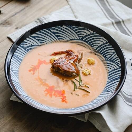 Retro Japanese Rice Plate Ceramic Hand-painted Plate Home Creative Plate Breakfast Plate Salad Plate Irregular Deep Plate