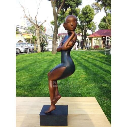 Shanghai impression five copper crafts Oriental female bronze statue boutique decor decoration nostalgic cheongsam