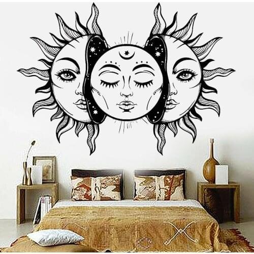 Sun Star Moon Vinyl Wall Decal Abstract Sun Fairy Bedroom Living Room Decor Wall Stickers Removable Art Decoration Mural Z308