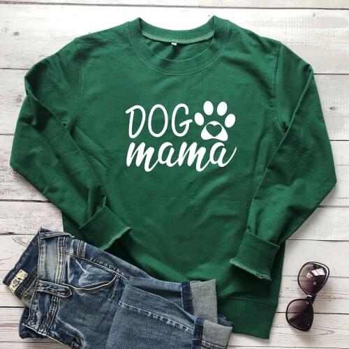 Cute Dog Mama Paw Print 100%Cotton Sweatshirt 90s Long Sleeve Grunge Graphic Pullovers Funny Dog Mom Gift Sweatshirts Drop Ship