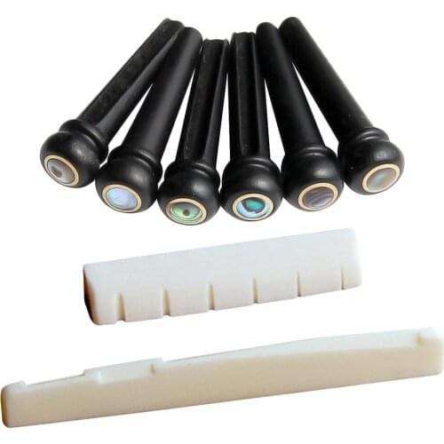 Tooyful Acoustic Guitar Parts Ebony Bridge Pins Peg+Saddle Nut Bone Slotted Replacements