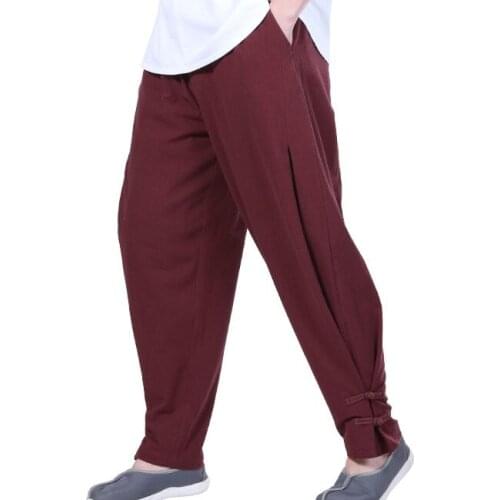 Unisex Summer&Spring Cotton black/gray/red buddhist zen shaolin monk pants martial arts kung fu bloomers lay meditation trousers