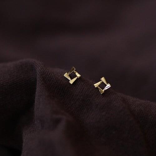 925 Sterling Silver Geometric Diamond 14k Gold Earrings Women Korean Style Cold Noble Student Jewelry Friendship Gift