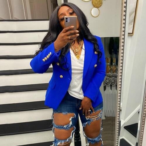 New Fashion Long Sleeve Short Blazer Jacket Womens Classic Double Breasted Elegant Solid Color Coat Korean Harajuku Y2K Clothes